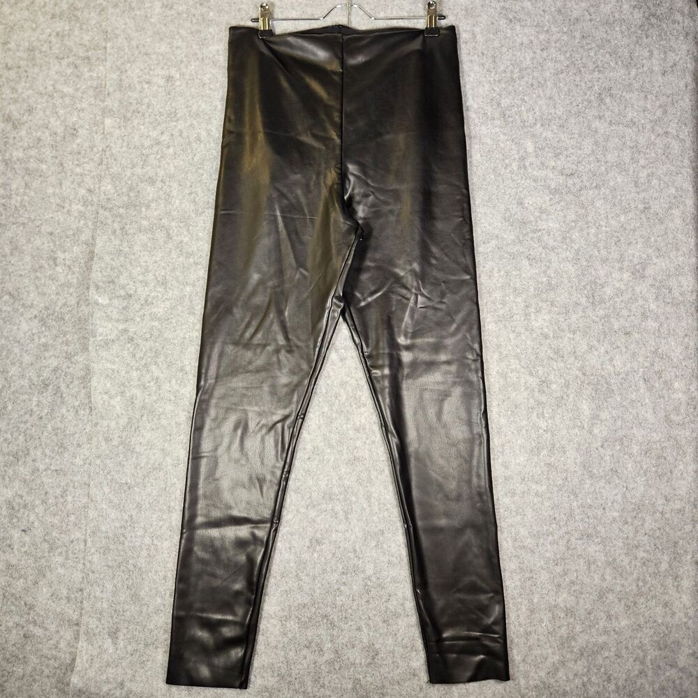 Joie Womens Black Faux Leather Leggings Biker Goth Grunge Club Night Size L READ